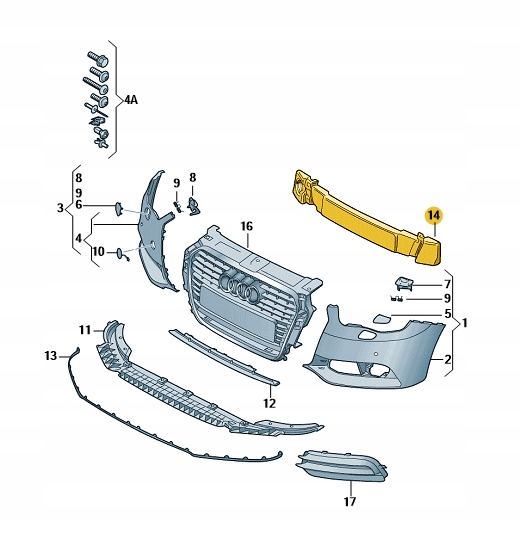 фото №1, Audi оригинальный номер 8x0807251 абсорбер бампера