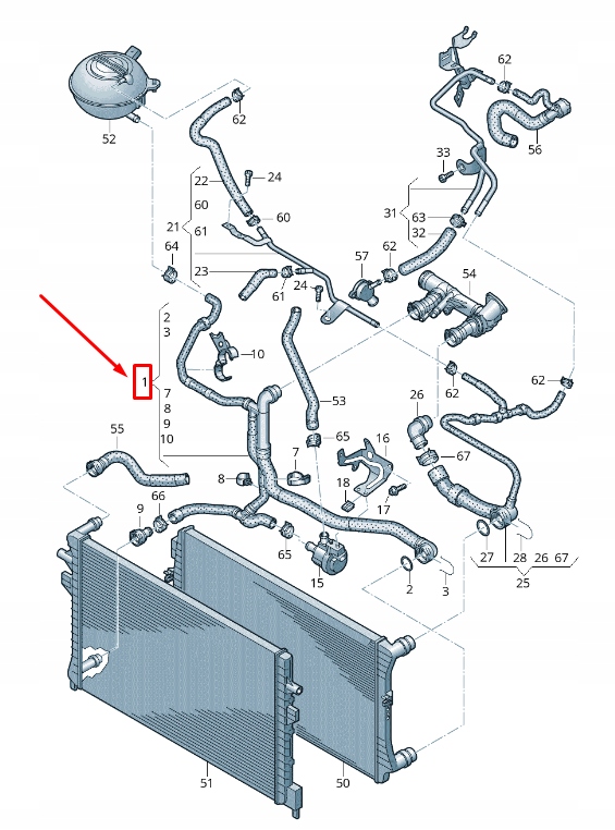 фото №1, Vw touran 5t water шланг with quick соединитель piece 5q0122051bk