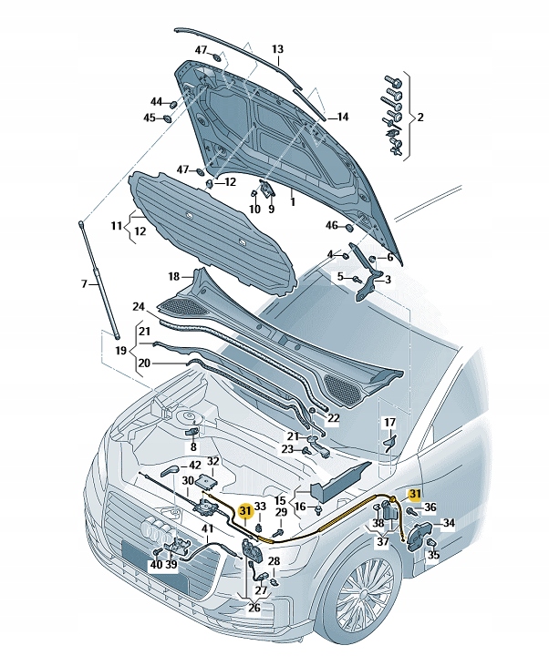 фото №1, Тягa замка кришки капот audi q2 aso оригінал