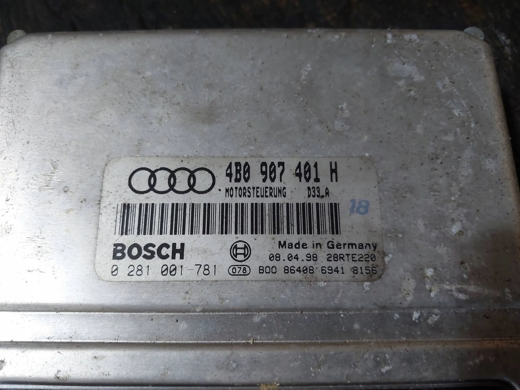 фото №8, Блок керування двигуна audi a6 c5 2.5 tdi 4b0907401h 0281001781