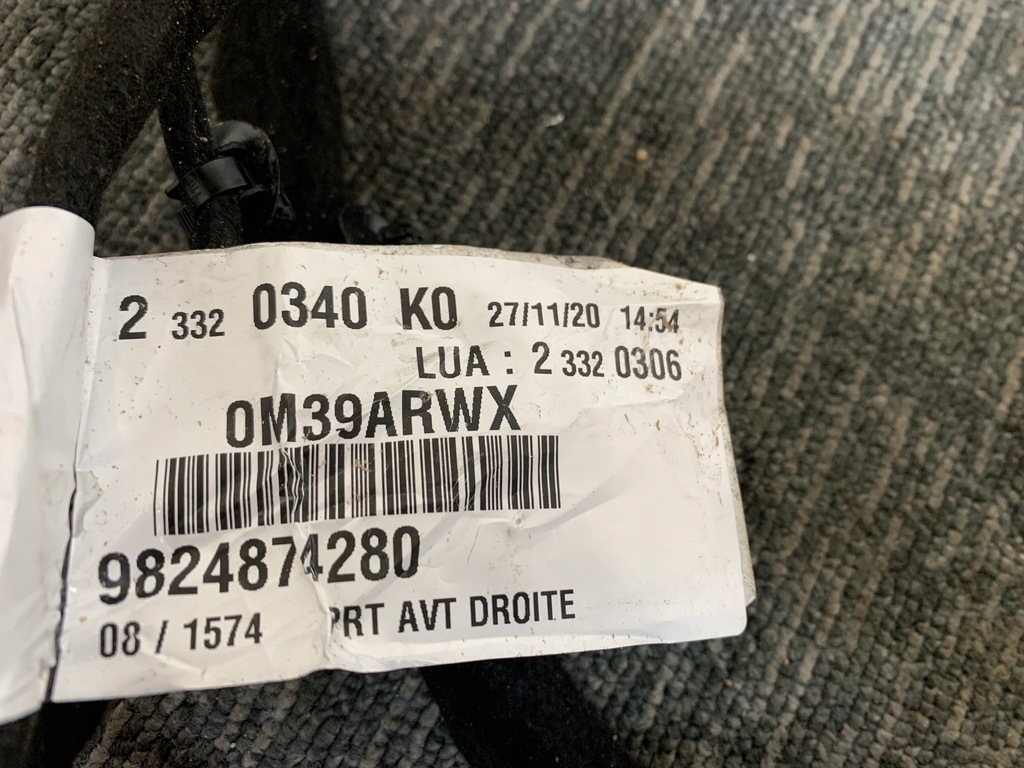 фото №10, Peugeot expert iii citroen jumpy джгут електропроводка двері правий перед ory