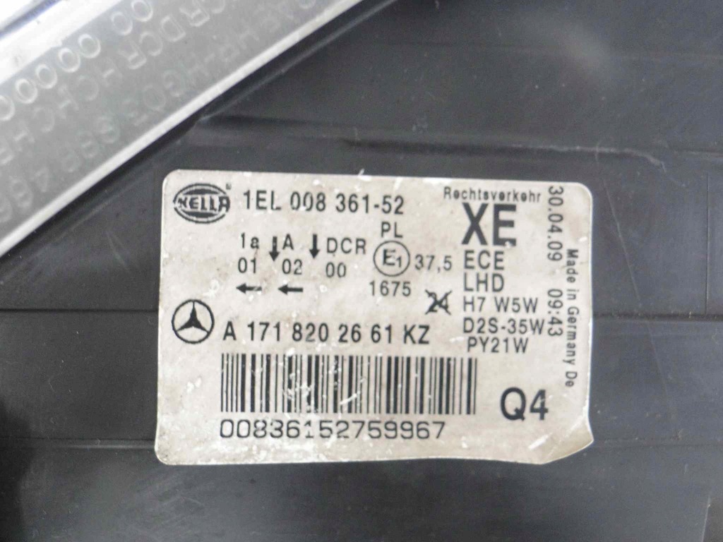 фото №9, Mercedes slk r171 171 лампа правая ксенон ксенон amg