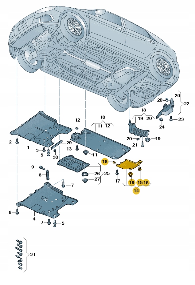 фото №1, Захист підлога задня ліва audi a1 skoda vw seat aso оригінал nowa