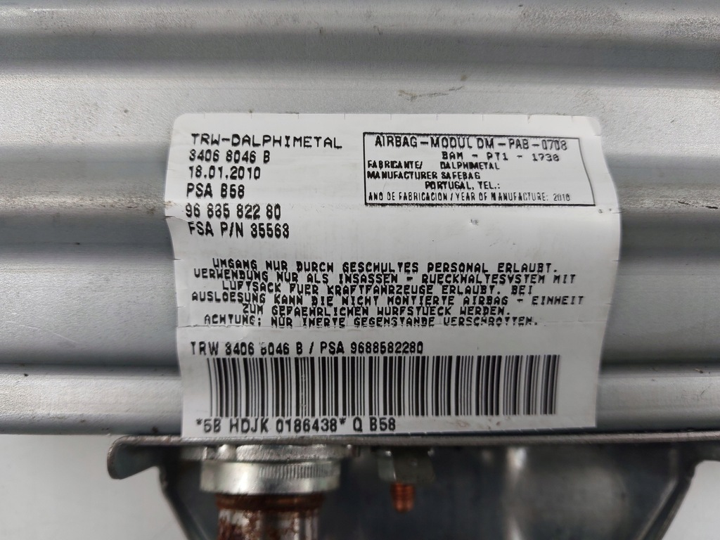 фото №6, Подушка подушка безпеки пасажира 9688582280 citroen c4 picasso i