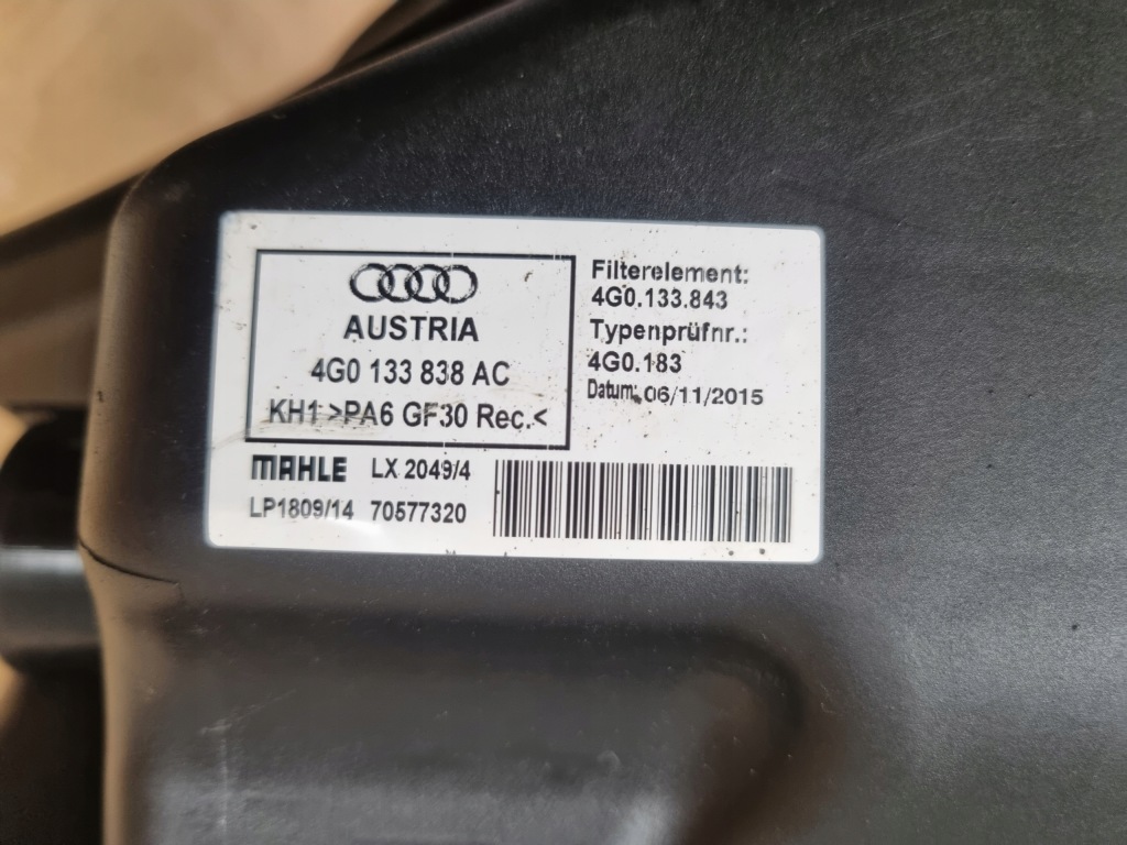 Audi a6 c7 3.0 tdi корпус фільтра повітря витратомір 4g0133838ac Оригінал