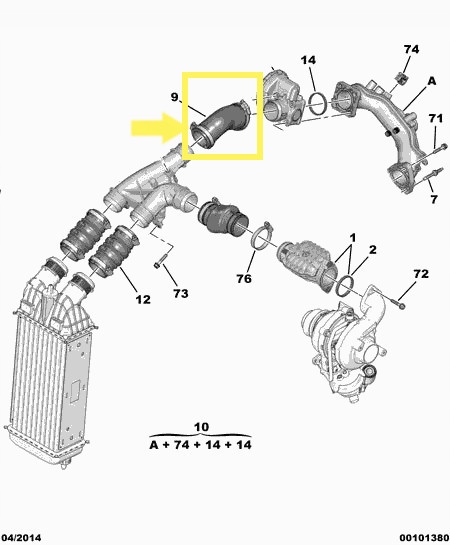 фото №2, Wąż труба turbo інтеркулер citroen ds peugeot 1.6