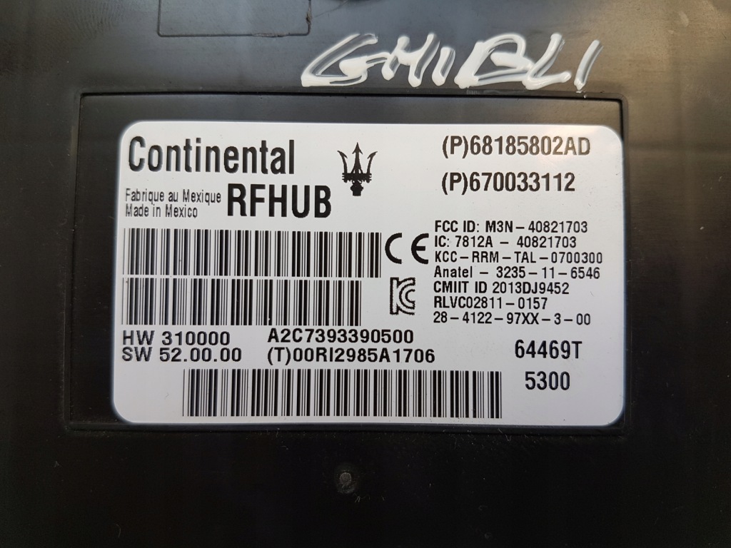 фото №2, Модуль блок управления rfhub maserati ghibli m157 13-