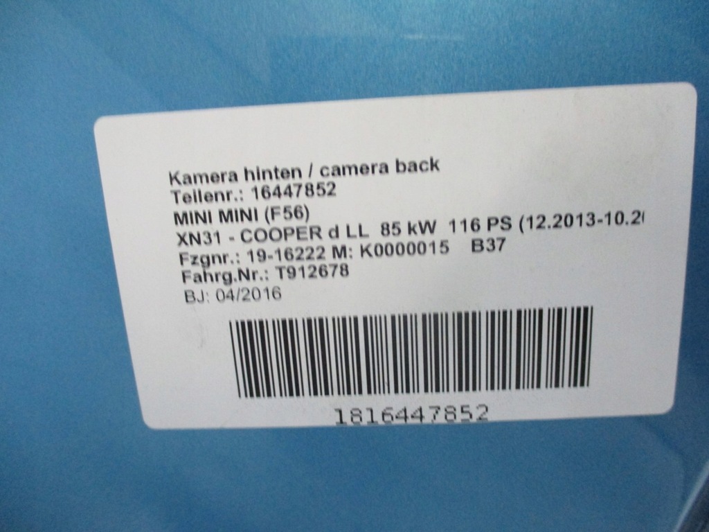 фото №5, Кришка багажника задня mini f56 16r pod камера b86