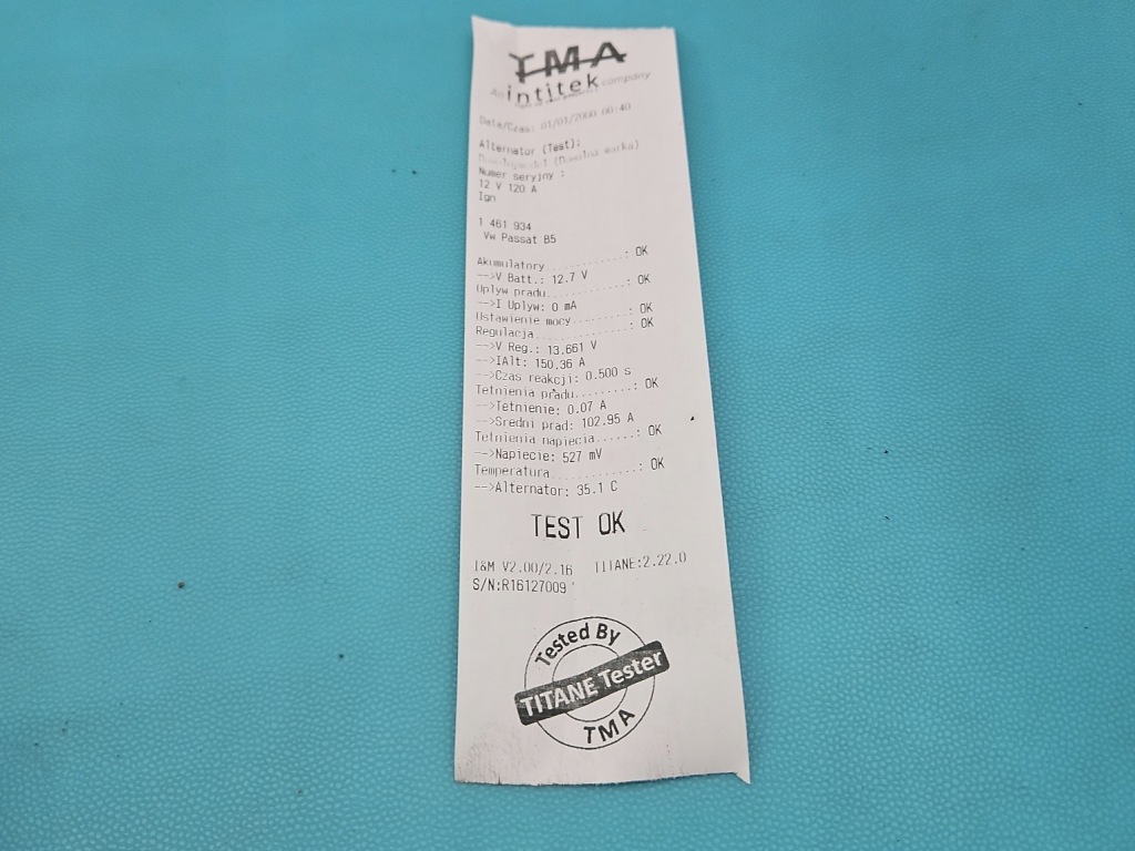 Test генератор vw passat b5 028903031 2.0 tdi с Разборки