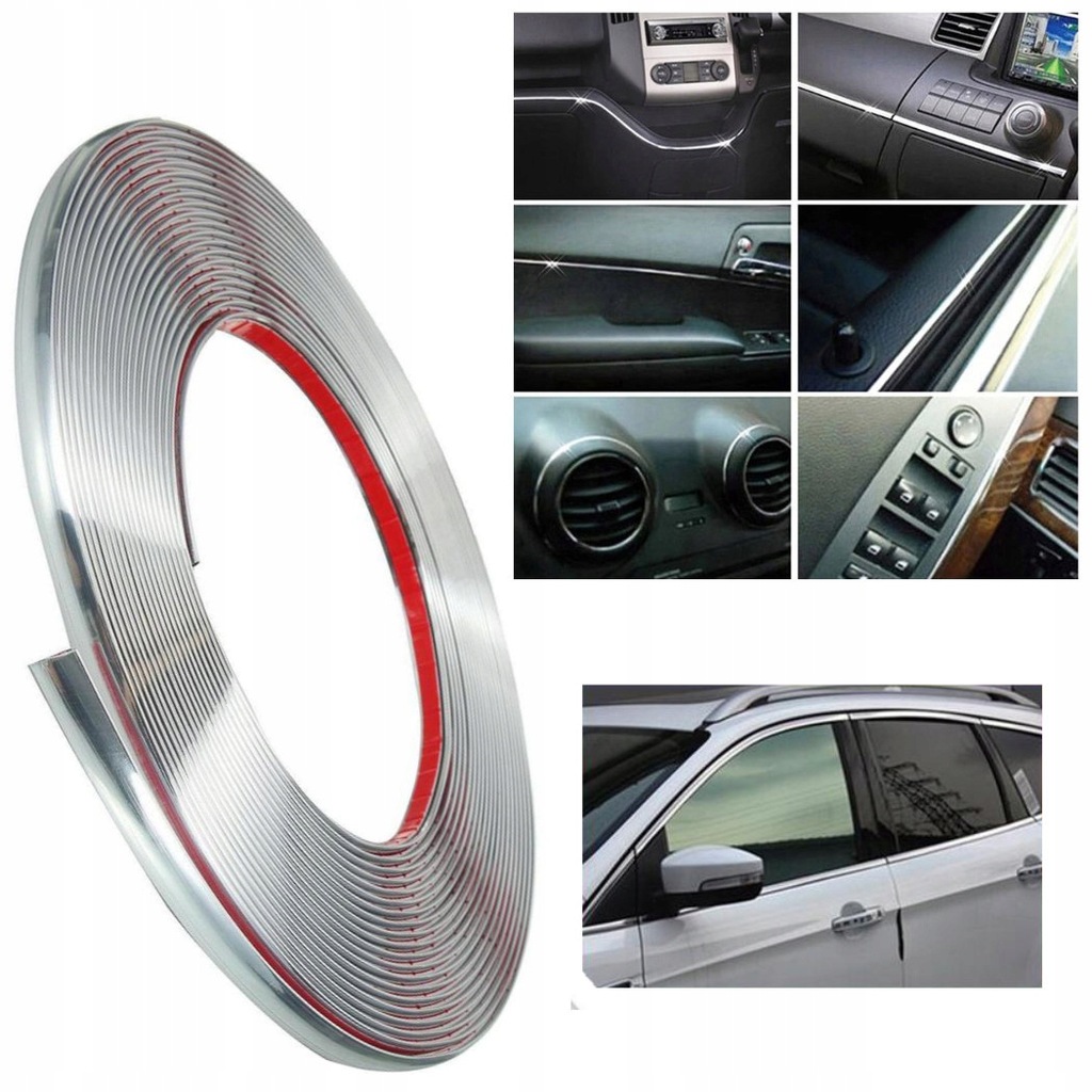 фото №1, Лента молдинг хром приборная панель detailing 20mm x 8m