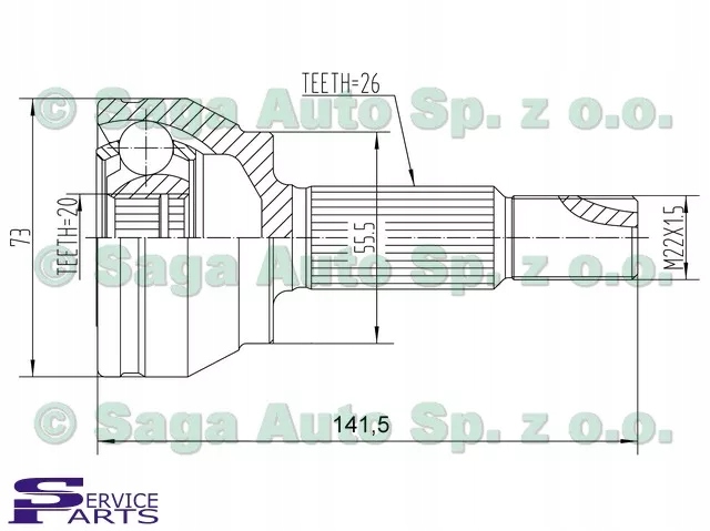 фото №1, Шарнир наружный 32-02096s honda kia mazda scion subaru toyota dacia