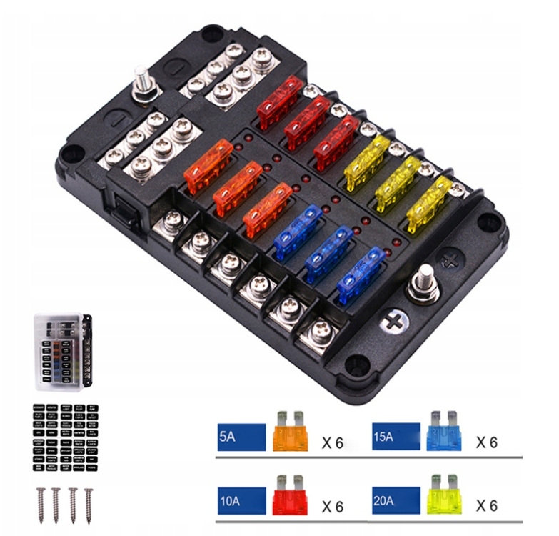 фото №10, Коробка роз'єм корпус запобіжників з led 12v