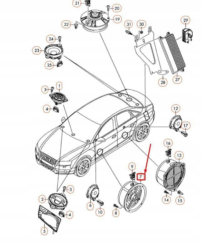 фото №5, Динамік басовий середнього діапазону vag audi a4 a5 rs5 оригінальний
