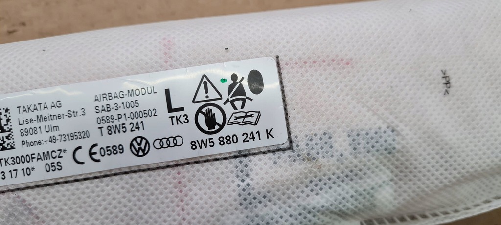 фото №7, A5 8w подушка сиденье подушка безопасности левая левый перед 8w5880241k a4 b9 8w