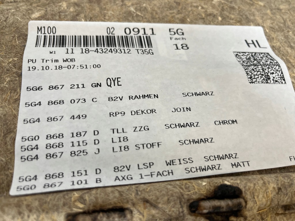 фото №12, Vw golf vii lift обшивка обивка дверь левый задняя задний оригинал