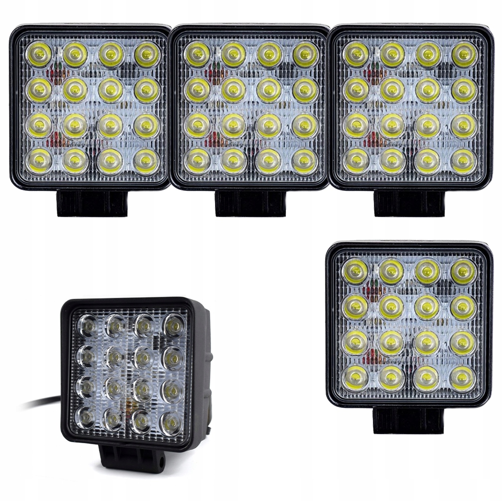 фото №1, X4 лампа робоча 16 led 43w 12v 24v kamar na болти квадратний