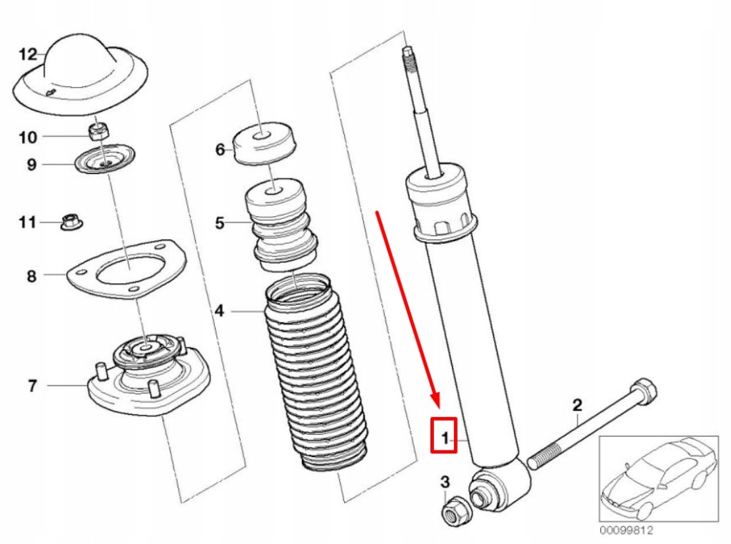 Bmw x5 e53 задній shock абсорбер 33526761928 6761928 Зі Шроту