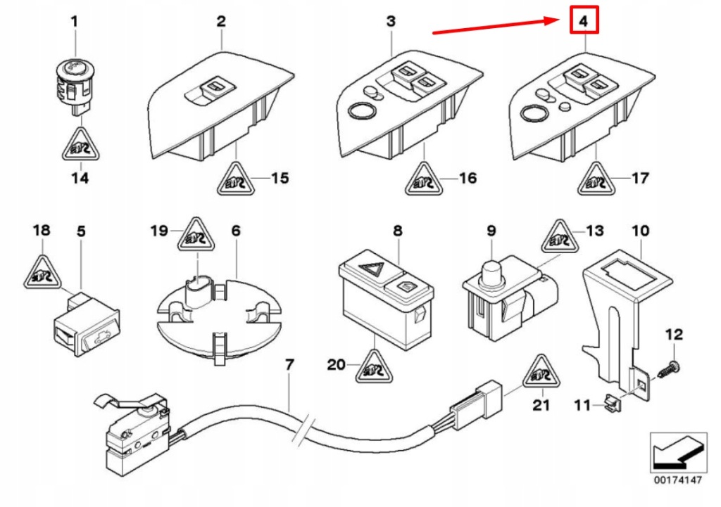 Bmw z4 roadster e85 лівий панель перемикача скло 61316935867 6935867 Ціна