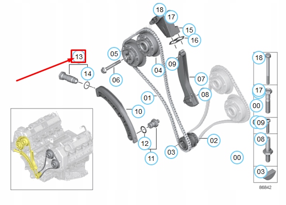 Натягувач ланцюга розподільного валу bmw 5 e60 11311439552 1439552 Доставка