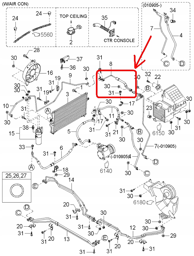 фото №7, Шланг кондиціонера ciśn.#2 kia carnival i 98-99