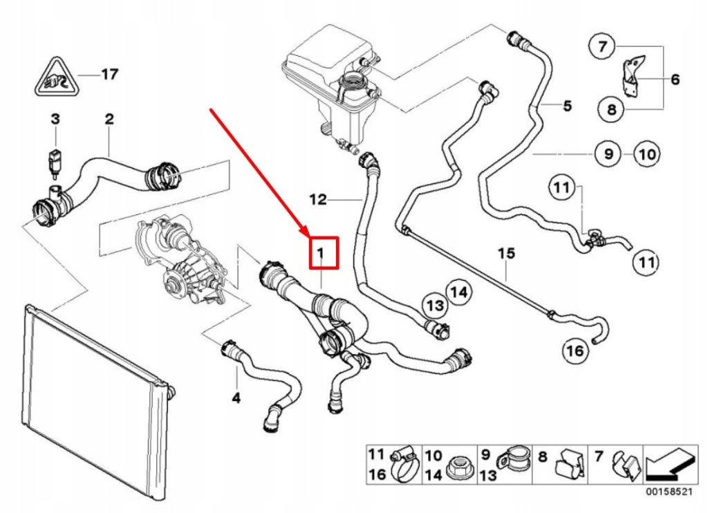 Bmw 7 e65, e66, e67 патрубок живильний 17127508038 7508038 oem Зі Шроту