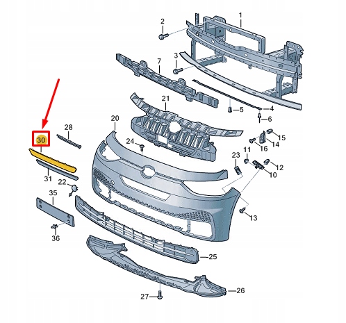фото №1, Vw id.3 e11 передняя часть бампер радар датчик trim 10a807185c3j