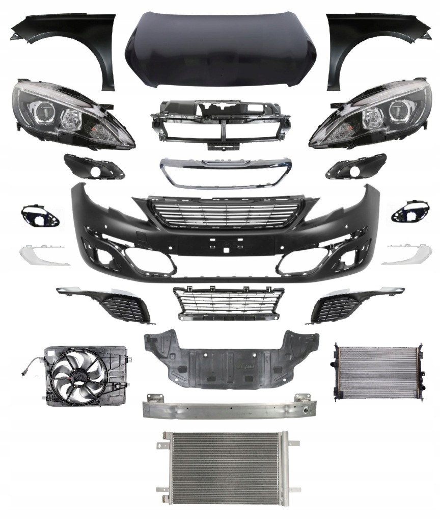 фото №1, Pas peugeot 308 13-17 перед бампер капот крыло pas