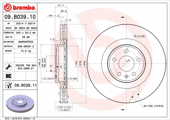 фото №3, Тормозные диски тормозные колодки перед brembo audi a5 s5 quattro