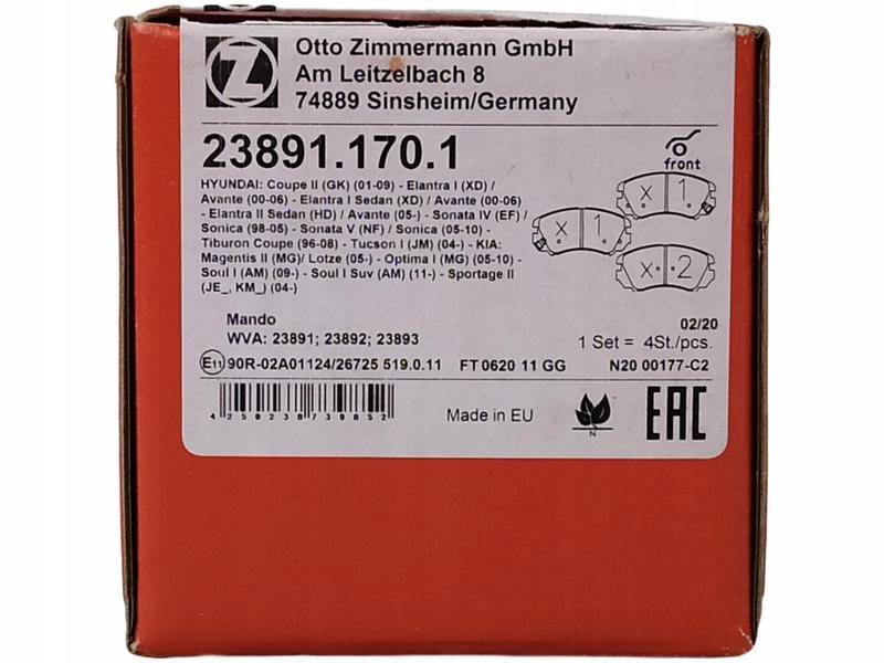 фото №9, Zimmermann 23891.170.1 набір гальмівних колодок гальмівних, гальма дискові