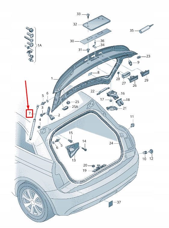 фото №2, Audi a1 mk1 rear задняя дверь gas амортизатор капота 8x4827552b original