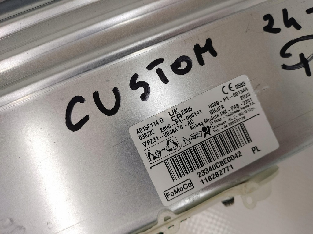 фото №10, Подушки безопасности air bag комплект ремни ford transit custom 24r- 2.0d новый model org.