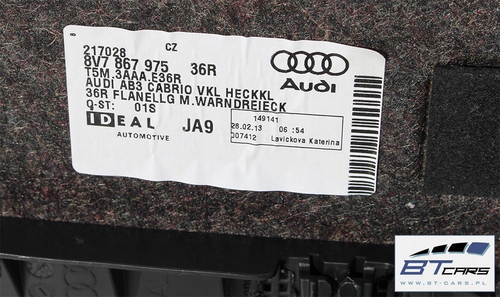 фото №8, Audi a3 cabrio обшивка кришки багажника 8v7867975 8v