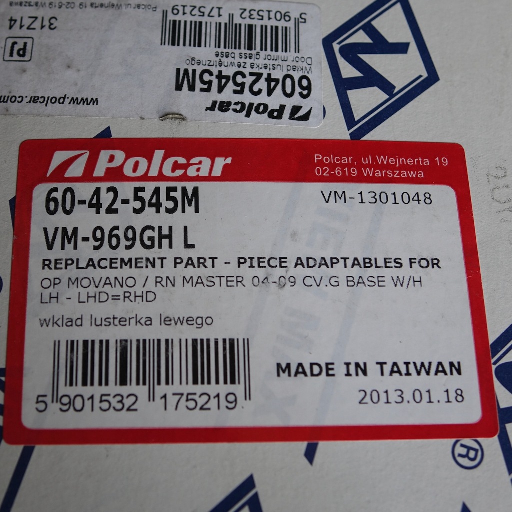 фото №3, Вкладиш дзеркало лівий opel movano master interstar