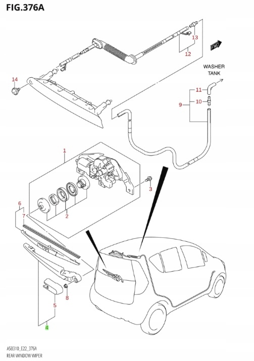 фото №4, Suzuki splash swift mk7 sx4 - важіль двірники задня