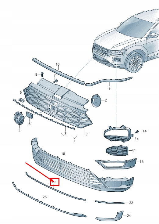 фото №1, Vw t-roc a1 передня частина center бампер trim 2ga853101b 041 2ga853101b041