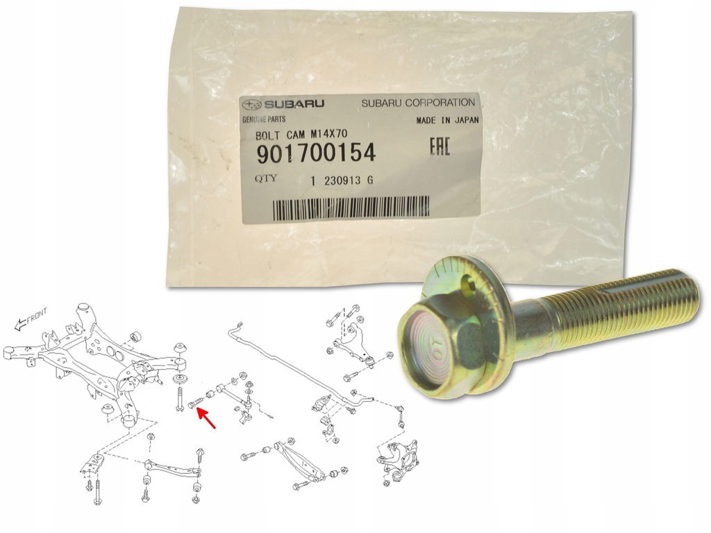 фото №1, Болт ексцентрикова регулювання сходження задня 901700154 оригінальний номер subaru