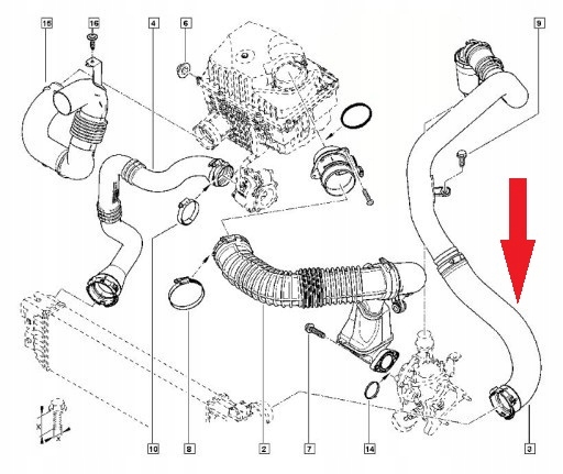 Шланг труба пабтрубок  интеркулер renault master 2.3 оригинальный номер 8200730589, 95519172 Оригинал