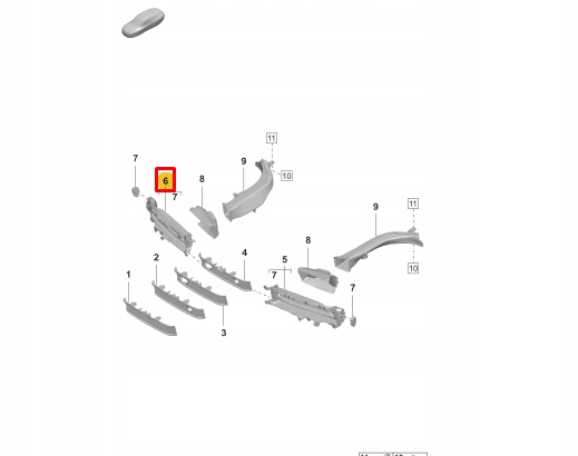фото №10, Porsche taycan exterior air vent решётка правый 9j1121754dok1