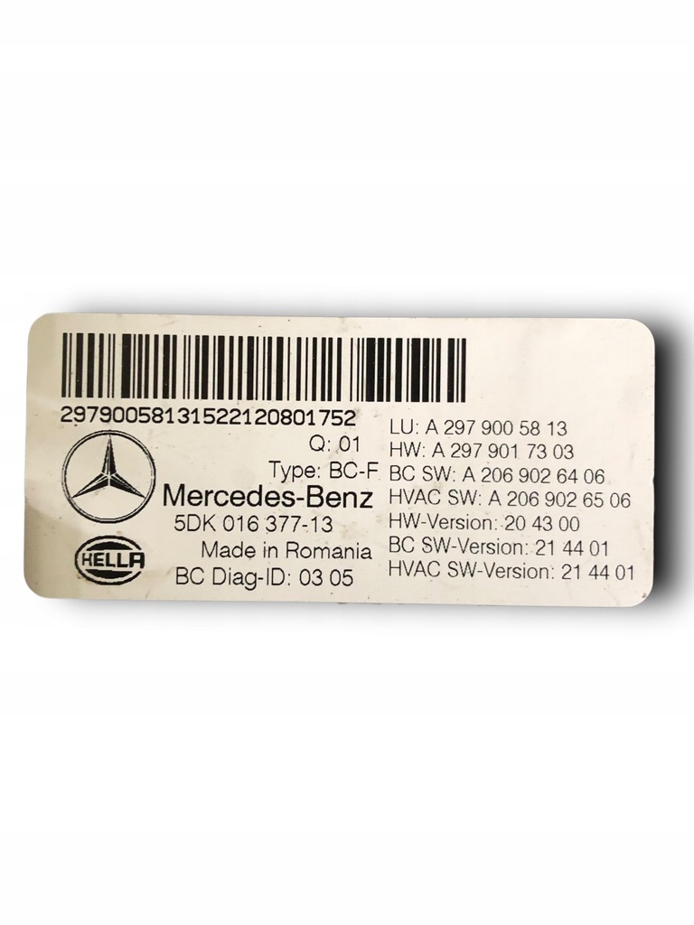 фото №1, Mercedes benz v297 модуль bcm a2979005813