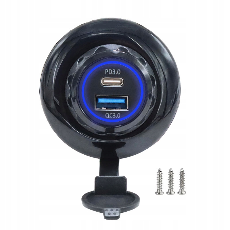 фото №7, Зарядное устройство панель круглый usb qc3.0 + pd usb c быстрые зарядка 48w 12v 24v