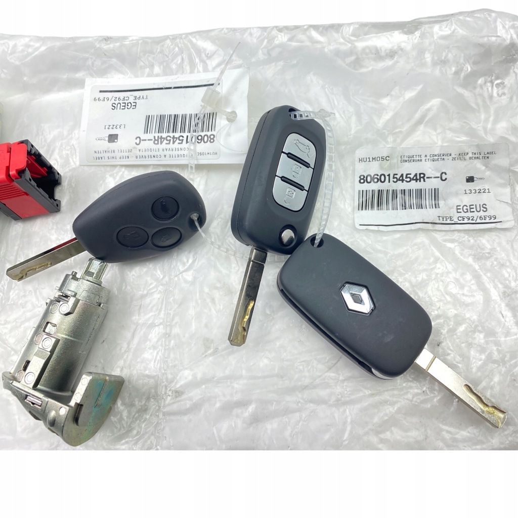 фото №12, Nowa оригинальный номер замок зажигания 3x ключи вкладка renault kangoo ii clio iii modus