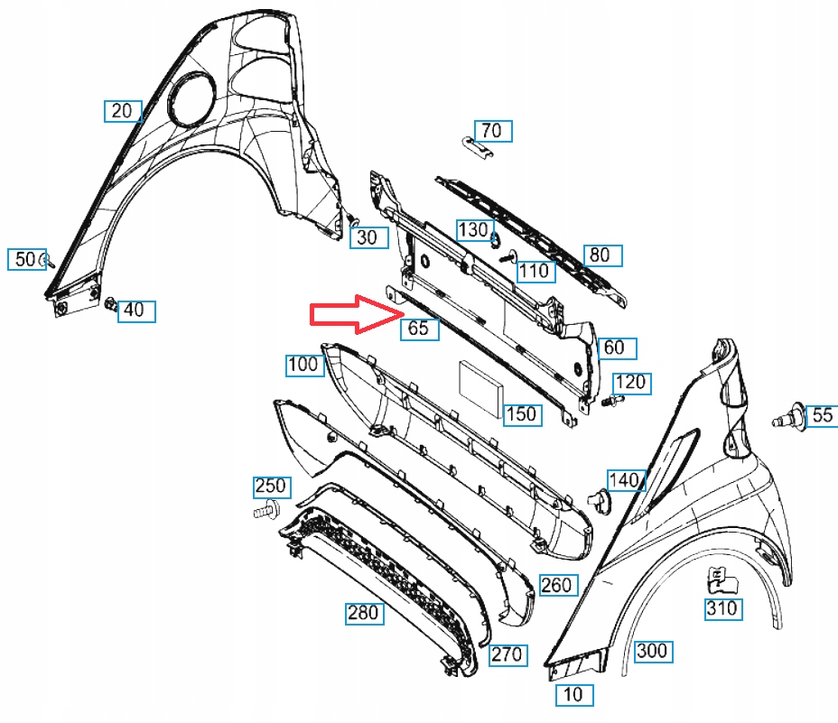 фото №1, Smart fortwo 451 кронштейн молдинг бампера задня оригінальний номер