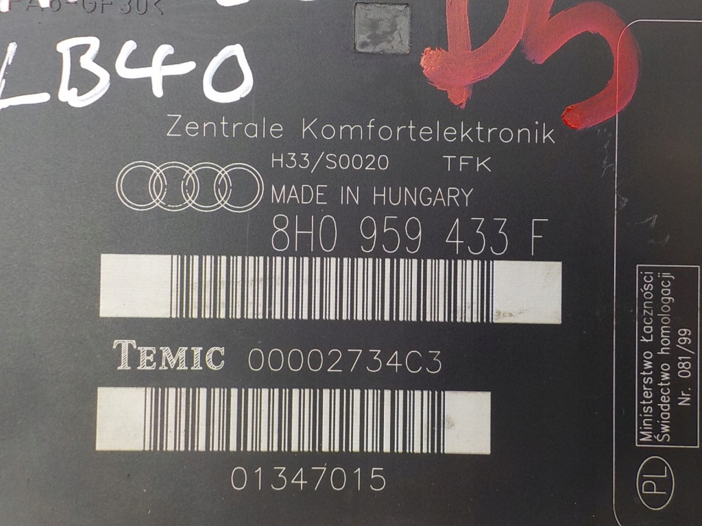 фото №4, Audi a4 b6 b7 cabrio модуль комфорта 8h0959433f