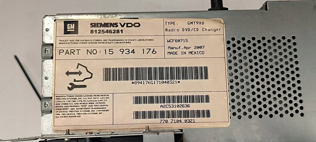 фото №10, Cadillac escalade 2007 панель / радиопроигрыватель cd/dvd/gps