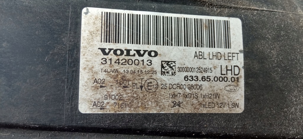 Volvo xc70 v70 s80 фара ліва перед передня ксенон led 31420013 Оригінал