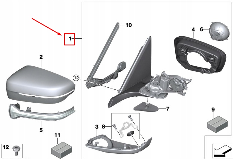 фото №1, Bmw 7 g11 передня частина left сторона wing mirror 51167437165