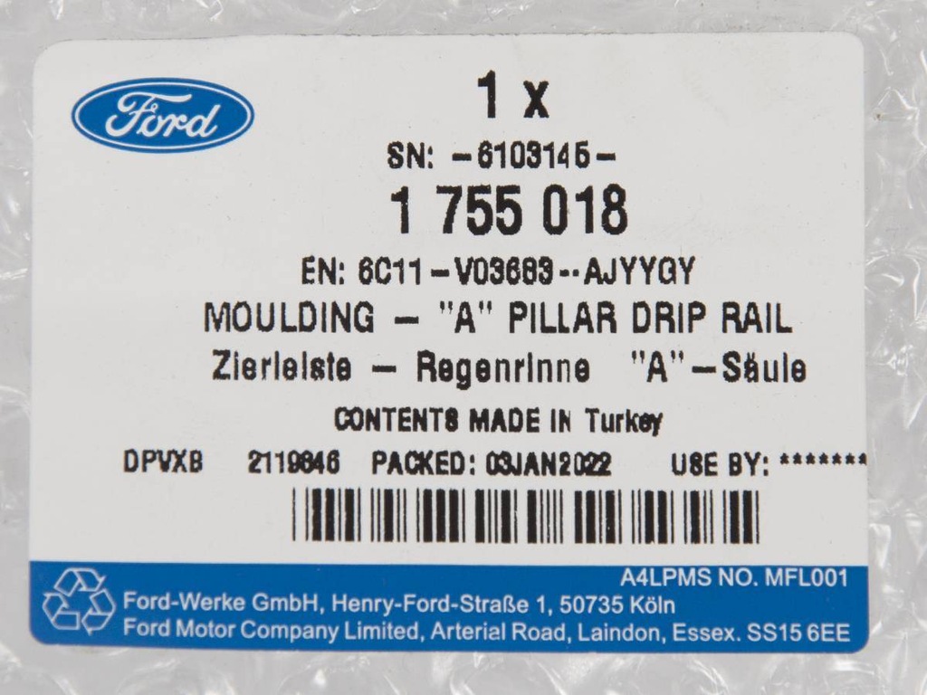 фото №9, Молдинг стекло левый перед ford transit 2006- 1755018 _ 6c11-v03683-ajyygy