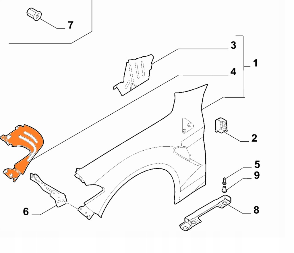 фото №1, Кронштейн крыла перед правый alfa romeo stelvio