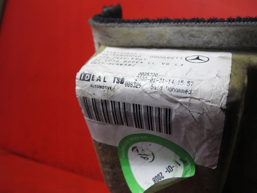 фото №10, Mercedes cl w216 c216 коврик обшивка левая перед