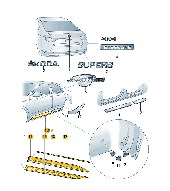 фото №1, Молдинг защитная левый перед skoda superb iii оригинальный номер